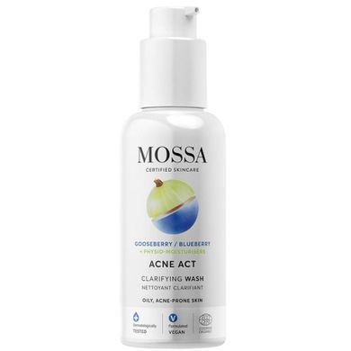 MOSSA, Acne Act, żel oczyszczający do skóry z niedoskonałościami z agrestem i borówką, 140 ml