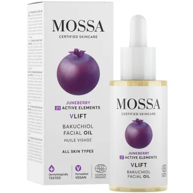 MOSSA, V-lift, olejek do twarzy z bakuchiolem i owocem czeremchy, 30 ml
