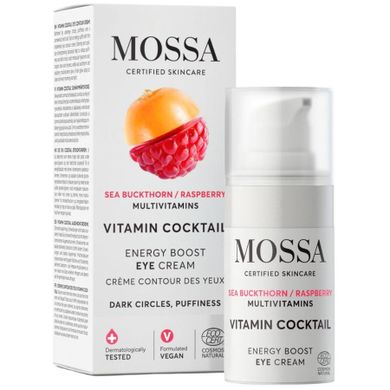 MOSSA, Vitamin Cocktail, multiwitaminowy krem energetyzujący pod oczy z rokitnikiem i maliną, 15 ml