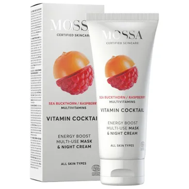 MOSSA, Vitamin Cocktail, ujędrniająco-odżywcza maska & krem na noc z rokitnikiem i maliną, 60 ml