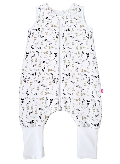 Motherhood, bawełniany śpiworek ocieplany, z nogawkami, TOG 2, beżowe listki, 12-18m