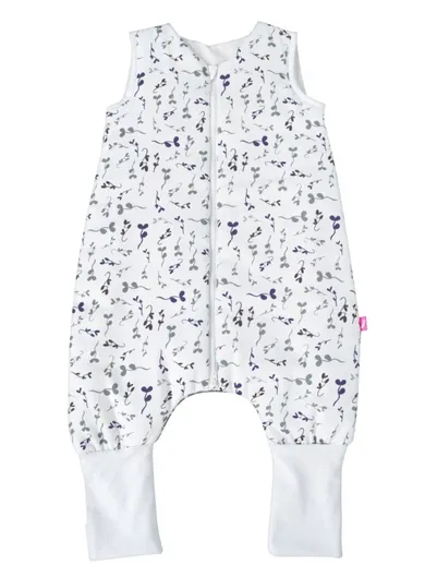 Motherhood, bawełniany śpiworek ocieplany, z nogawkami, TOG 2, niebieskie listki, 12-18m