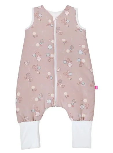 Motherhood, bawełniany śpiworek ocieplany, z nogawkami, TOG 2, różowe guziki, 1.5-2.5l