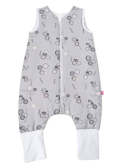 Motherhood, bawełniany śpiworek ocieplany, z nogawkami, TOG 2, szare guziki, 1.5-2.5l