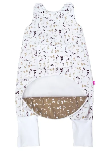 Motherhood, ocieplany śpiworek z nogawkami i kieszonką, TOG 2, beżowe listki, 1.5-2.5l