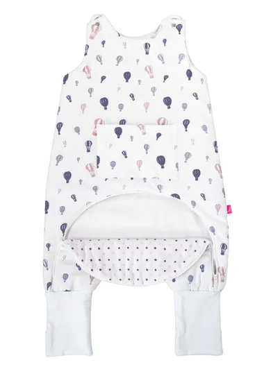 Motherhood, ocieplany śpiworek z nogawkami i kieszonką, TOG 2, fioletowe baloniki, 12-18m