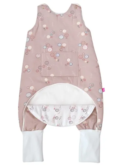 Motherhood, ocieplany śpiworek z nogawkami i kieszonką, TOG 2, różowe guziki, 12-18m