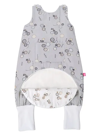 Motherhood, ocieplany śpiworek z nogawkami i kieszonką, TOG 2, szare guziki, 1.5-2.5l