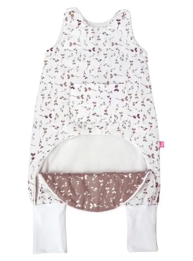 Motherhood, ocieplany śpiworek z nogawkami i kieszonką, TOG 2, wrzosowe listki, 12-18m