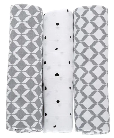 Motherhood, pieluszki bawełniane, szary classics, 70-80 cm, 3 szt.