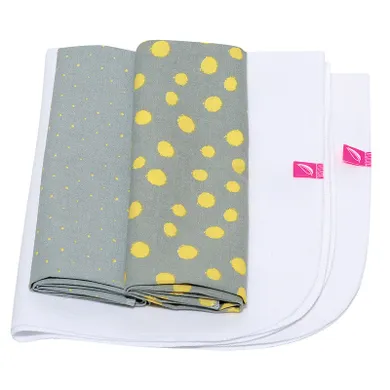 Motherhood, podręczny przewijak z 2 flanelkami, kropy musztardowe