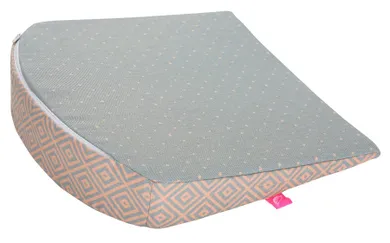 Motherhood, poduszka klin do wózka głębokiego, kwadraty różowe