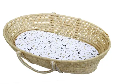 Motherhood, prześcieradło z gumką do gondoli, beżowe listki, 35-75 cm