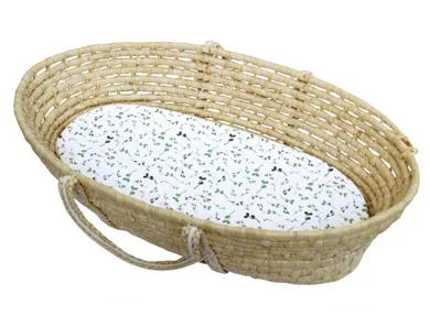 Motherhood, prześcieradło z gumką do gondoli, zielone listki, 35-75 cm