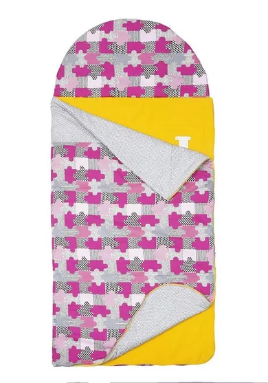 Motherhood, śpiworek przedszkolaka, puzzle szaro-różowe