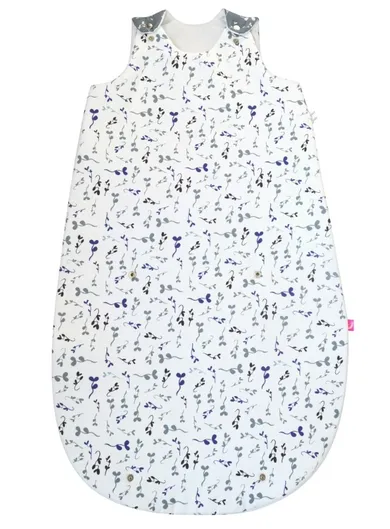 Motherhood, Zip-A-Round, bawełniany śpiworek, 2w1, TOG 2, niebieskie listki, 3-18m