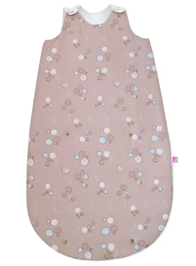 Motherhood, Zip-A-Round, bawełniany śpiworek, 2w1, TOG 2, różowe guziki, 3-18m