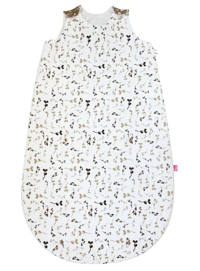 Motherhood, Zip-A-Round, bawełniany śpiworek, 2w1, TOG 3, beżowe listki, 3-18m