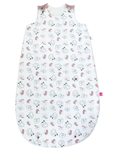 Motherhood, Zip-A-Round, bawełniany śpiworek, 2w1, TOG 3, różowe misie, 3-18m