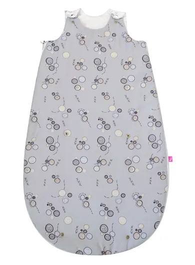 Motherhood, Zip-A-Round, bawełniany śpiworek, 2w1, TOG 3, szare guziki, 3-18m