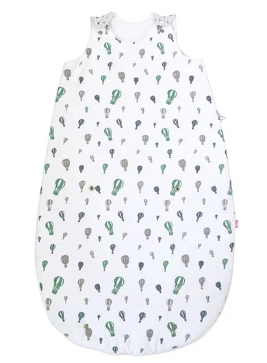 Motherhood, Zip-A-Round, bawełniany śpiworek letni, 2w1, TOG 1, miętowe baloniki, 3-18m