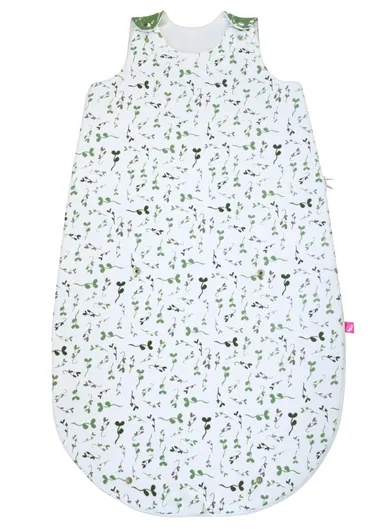 Motherhood, Zip-A-Round, bawełniany śpiworek letni, 2w1, TOG 1, zielone listki, 3-18m