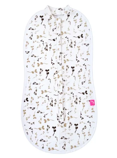 Motherhood, Zip&Swaddle, otulacz, beżowe listki, 5-8 kg