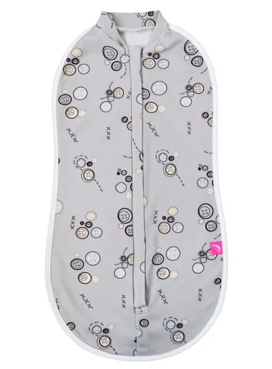 Motherhood, Zip&Swaddle, otulacz, szare guziki, 2.5-5 kg