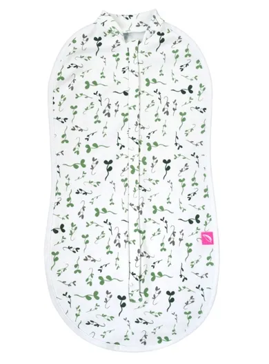 Motherhood, Zip&Swaddle, otulacz, zielone listki, 2.5-5 kg