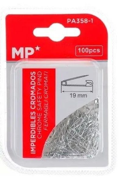 MP Main Paper, agrafki, srebrne, 19 mm, 100 szt.