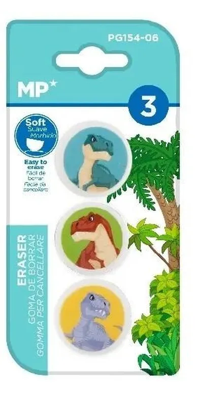 MP Main Paper, gumka do ścierania, dinozaury, 3 szt.