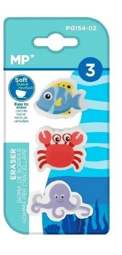 MP Main Paper, gumka do ścierania, Morskie zwierzęta, 3 szt.