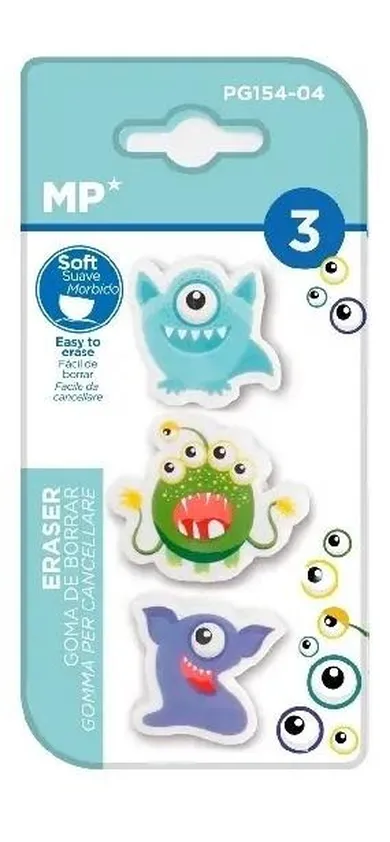 MP Main Paper, gumka do ścierania, Potwory, 3 szt.