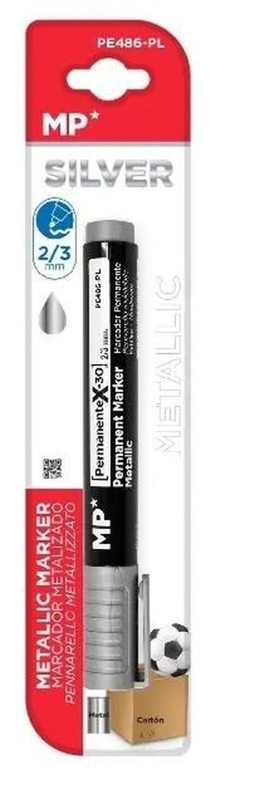 MP Main Paper, marker permanentny, srebrny, 2 mm, 3 mm