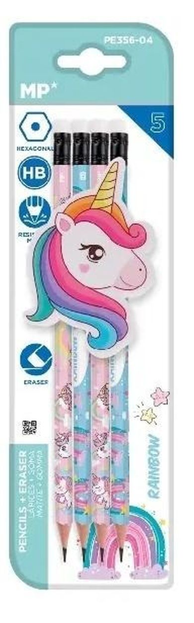 MP Main Paper, ołówek sześciokątny HB z gumką, Jednorożec