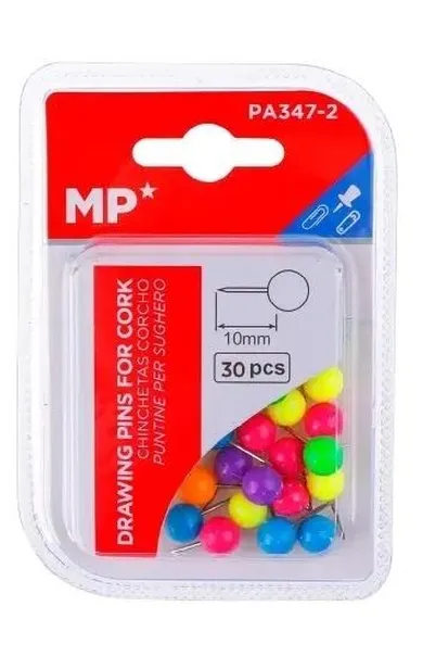 MP Main Paper, pinezki kuleczki, fluorescencyjne, 10 mm, 30 szt.