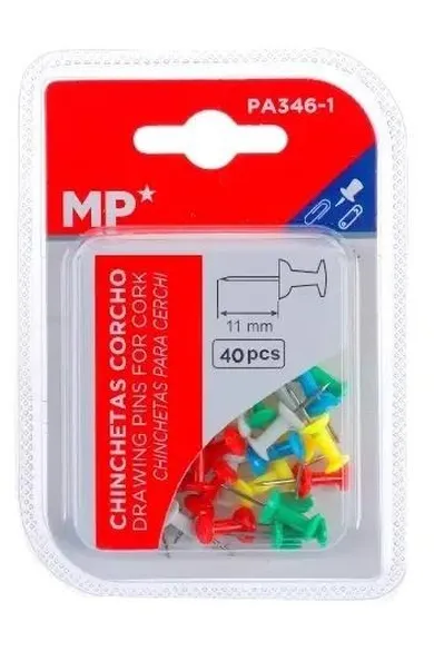 MP Main Paper, pinezki tablicowe, kolorowe, 11 mm, 40 szt.