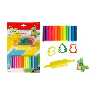 MP Main Paper, plastelina z foremkami i wałkiem, neon, 12 kolorów