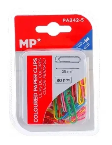 MP Main Paper, spinacze biurowe, kolorowe, 28 mm, 80 szt.