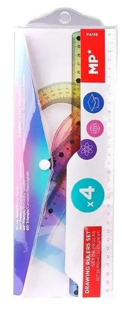 MP Main Paper, zestaw geometryczny w etui, 4 elementy, kolorowy