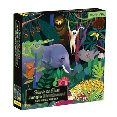 Mudpuppy, Dżungla, puzzle rodzinne świecące w ciemności, 500 elementów