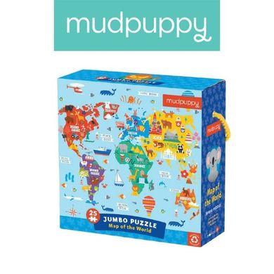 Mudpuppy, Jumbo, Mapa świata, puzzle podłogowe, 25 elementów