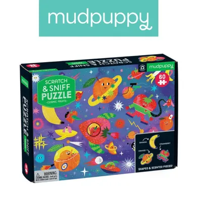 Mudpuppy, Kosmiczne owoce, puzzle sensoryczne z elementami zapachowymi, 60 elementów