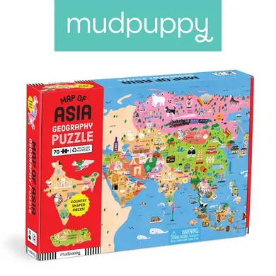 Mudpuppy, Mapa Azji, puzzle konturowe, 70 elementów