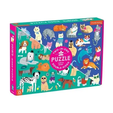 Mudpuppy, puzzle dwustronne, koty i psy, 100 elementów
