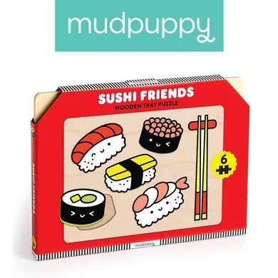 Mudpuppy, Sushi, pierwsze puzzle drewniane 3D, 6 elementów