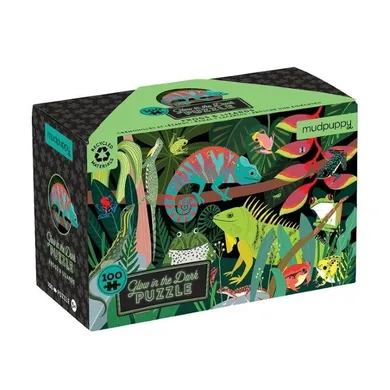 Mudpuppy, żaby i jaszczurki, puzzle świecące w ciemności, 100 elementów