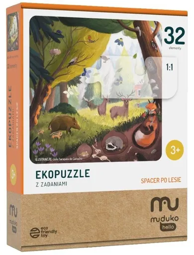 Muduko, Spacer po lesie, eko puzzle, 32 elementy