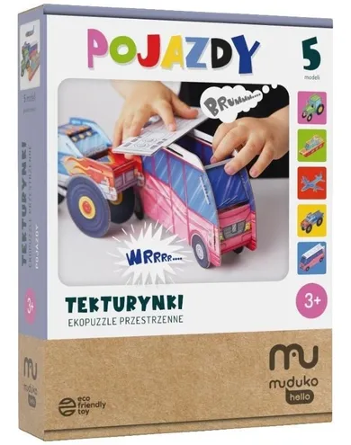 Muduko, Tekturynki, Pojazdy, eko puzzle przestrzenne