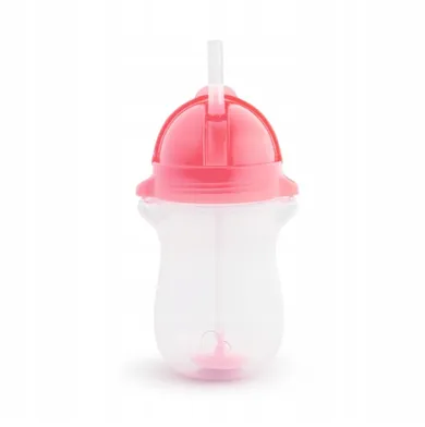 Munchkin, kubek niekapek ze słomką, różowy, 296 ml